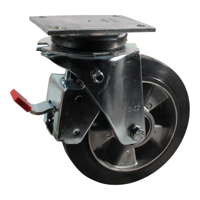 roulette pivotante avec frein 200mm série 10 ᠆ 14 plaatbevestiging met uitsparing richtingvastzetter roulement à billes