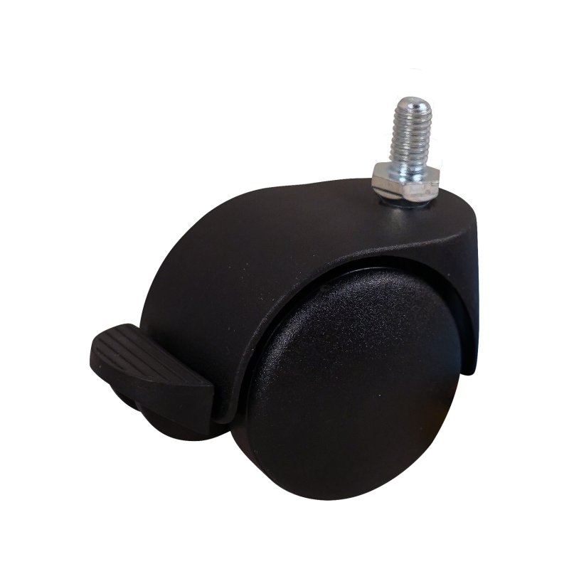 roulette pivotante avec frein 50mm série 65 - 68 draadstift M8 palier lisse