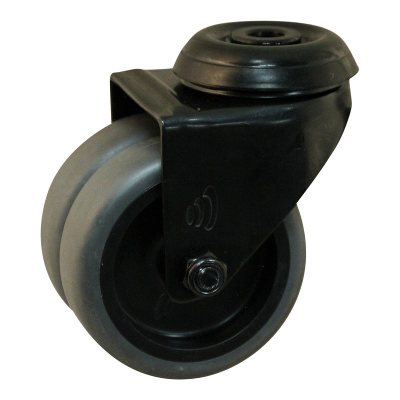 roulette pivotante 50mm Novio Noir serie 68-62 trou pour boulon palier lisse
