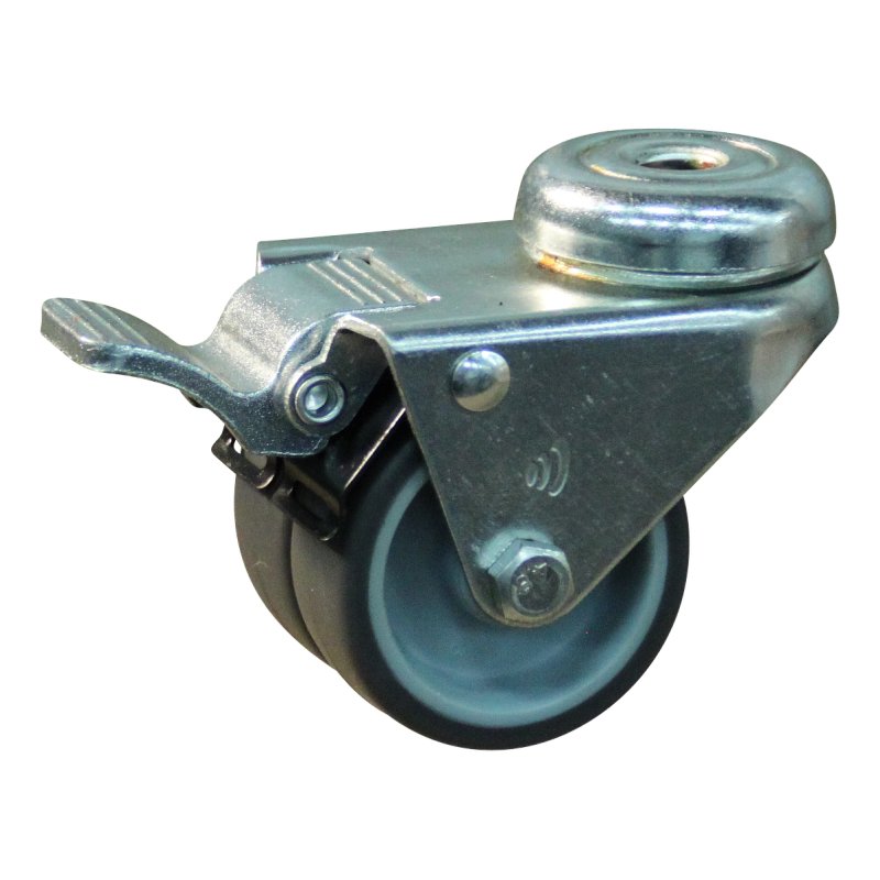 roulette pivotante avec frein 50mm serie 68-62 trou pour boulon palier lisse