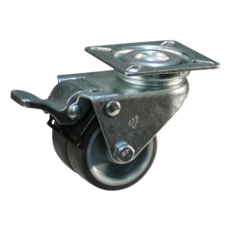 roulette pivotante avec frein 50mm serie 68-62 montage de la plaque palier lisse