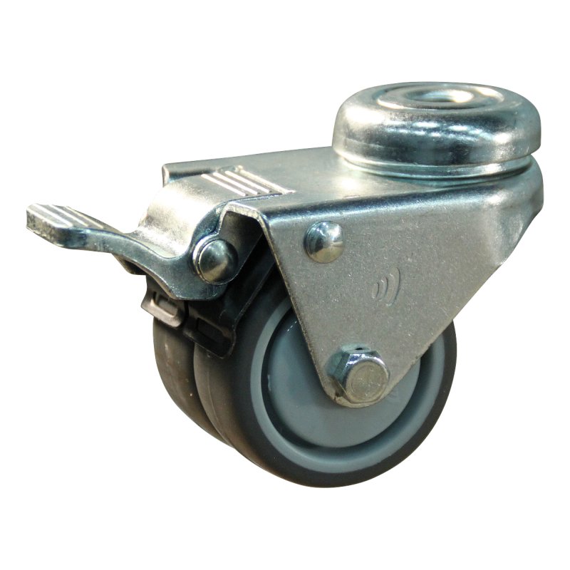 roulette pivotante avec frein 50mm serie 68-62 trou pour boulon roulement à billes