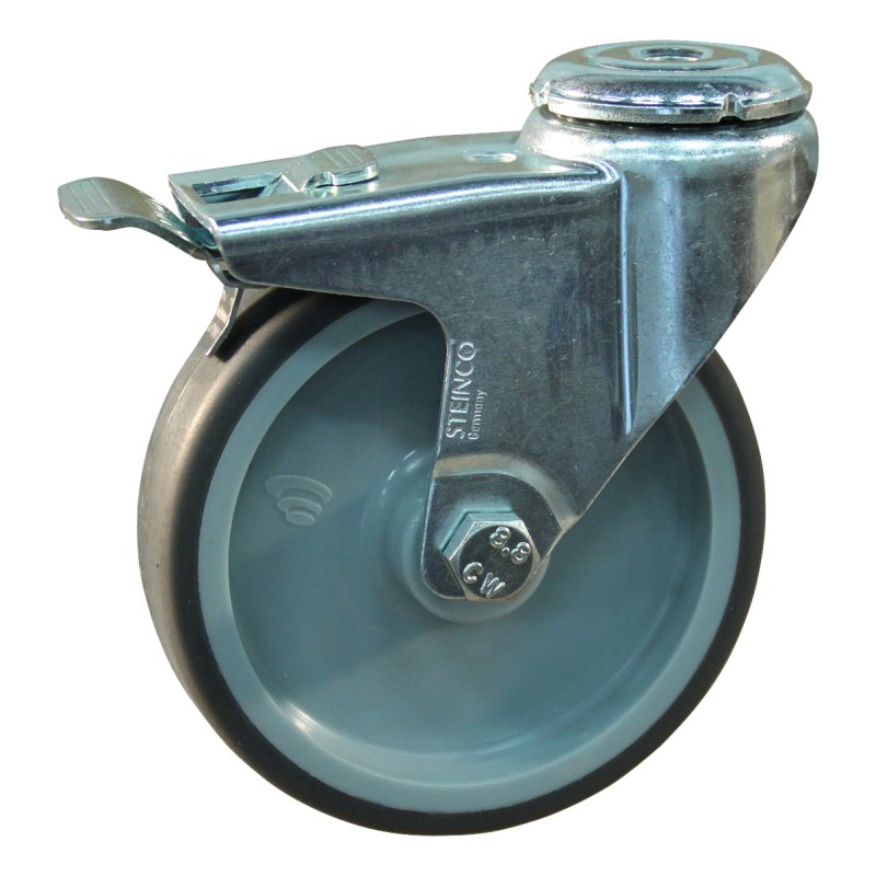 roulette pivotante avec frein 100mm serie 68 ᠆ 40 trou pour boulon palier lisse