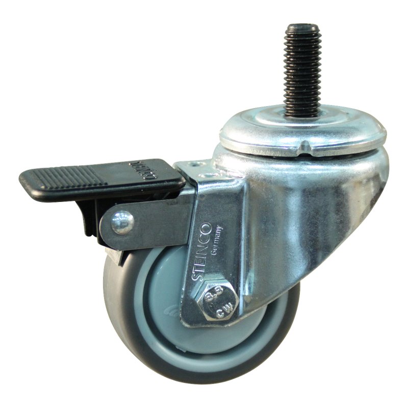 roulette pivotante avec frein 50mm serie 68 ᠆ 40 draadstift M10 roulement à billes