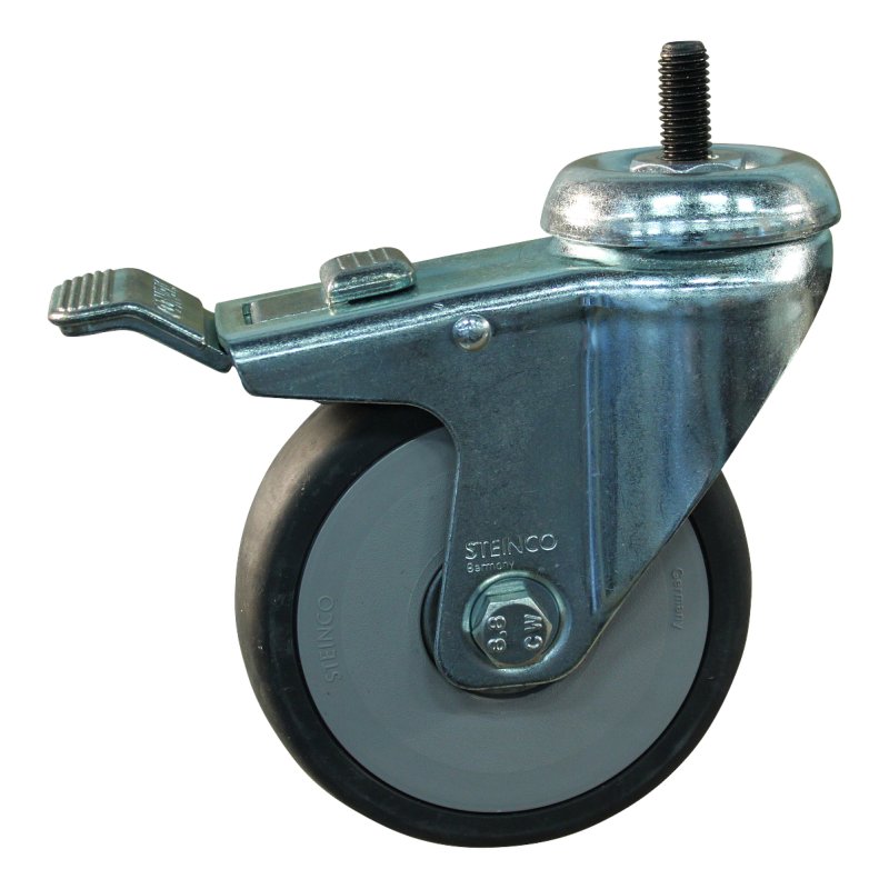 roulette pivotante avec frein 125mm serie 66 ᠆ 51 draadstift M10 roulement à billes