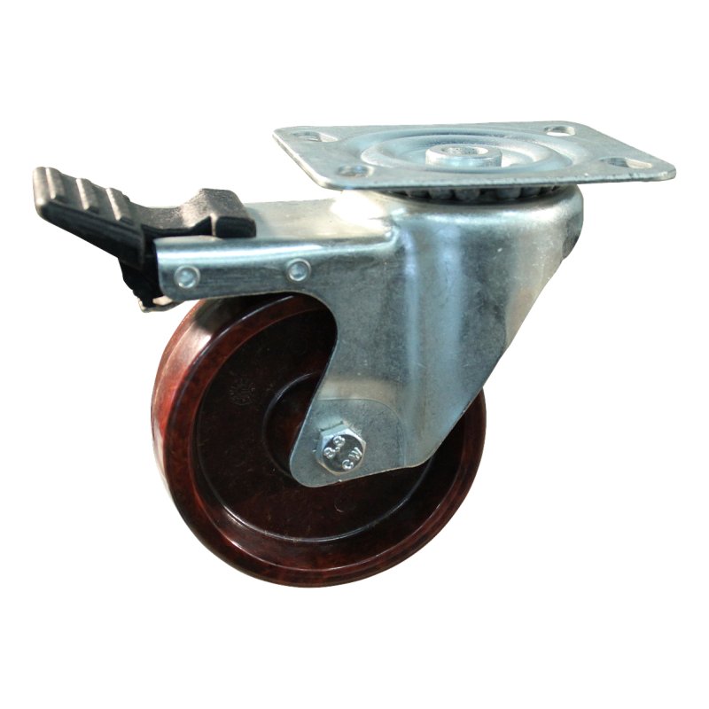 roulette pivotante avec frein 100mm serie 95 ᠆ 09 montage de la plaque palier lisse