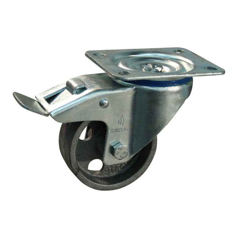 roulette pivotante avec frein 80mm serie 45 ᠆ 15 montage de la plaque palier lisse