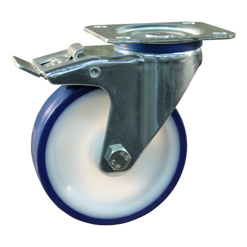 roulette pivotante avec frein 125mm série 27 ᠆ 12 montage de la plaque palier lisse