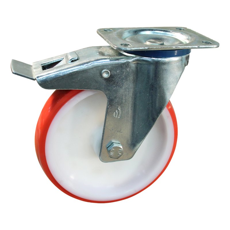 roulette pivotante avec frein 175mm série 27 ᠆ 15 montage de la plaque palier lisse