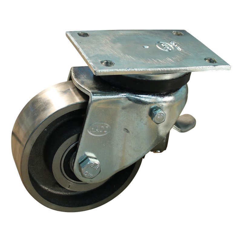 roulette pivotante avec frein 150mm serie 45 ᠆ 18 montage de la plaque palier lisse