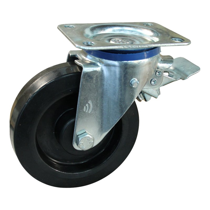 roulette pivotante avec frein 160mm série 07 ᠆ 12 plaatbevestiging met uitsparing richtingvastzetter roulement à rouleaux