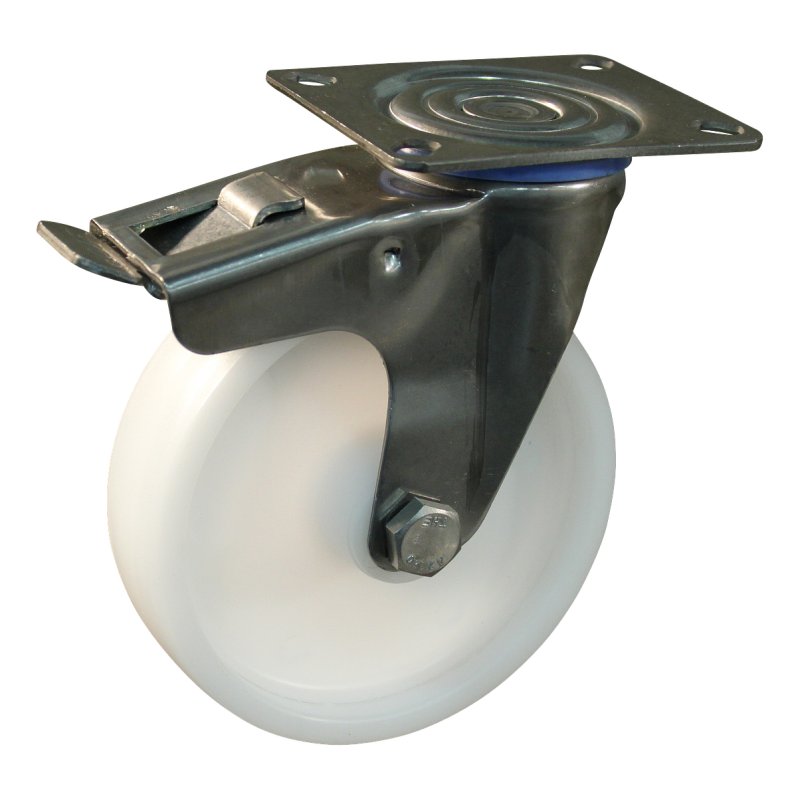 roulette pivotante avec frein 100mm serie 34 ᠆ 30 montage de la plaque palier lisse