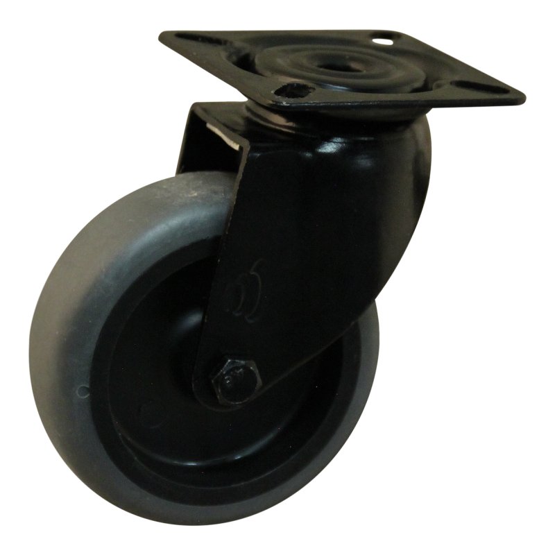 roulette pivotante 75mm Novio Noir série 68-60 montage de la plaque palier lisse