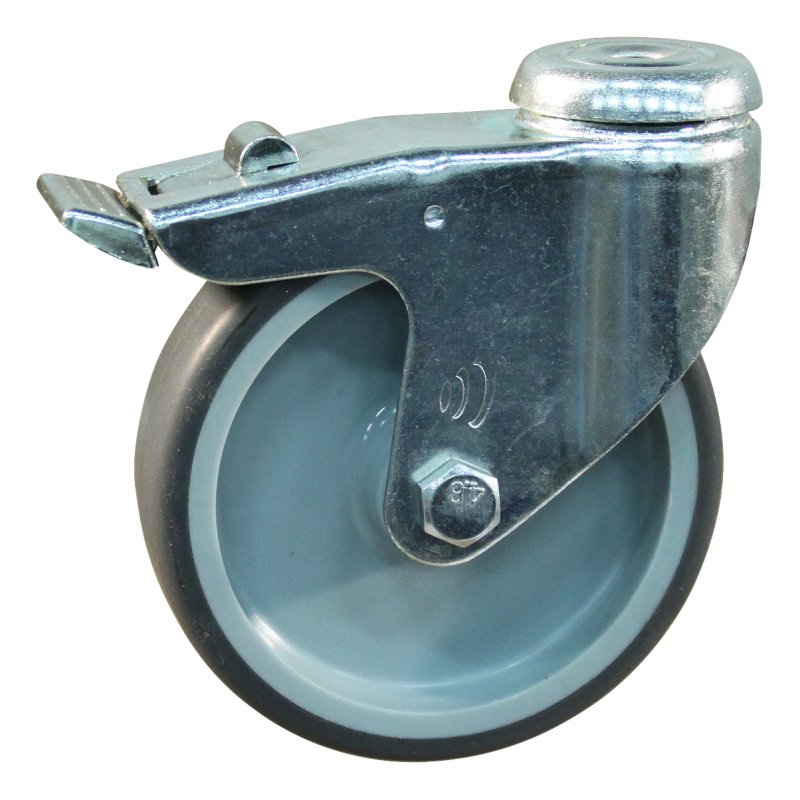 roulette pivotante avec frein 100mm série 68-60 trou pour boulon palier lisse