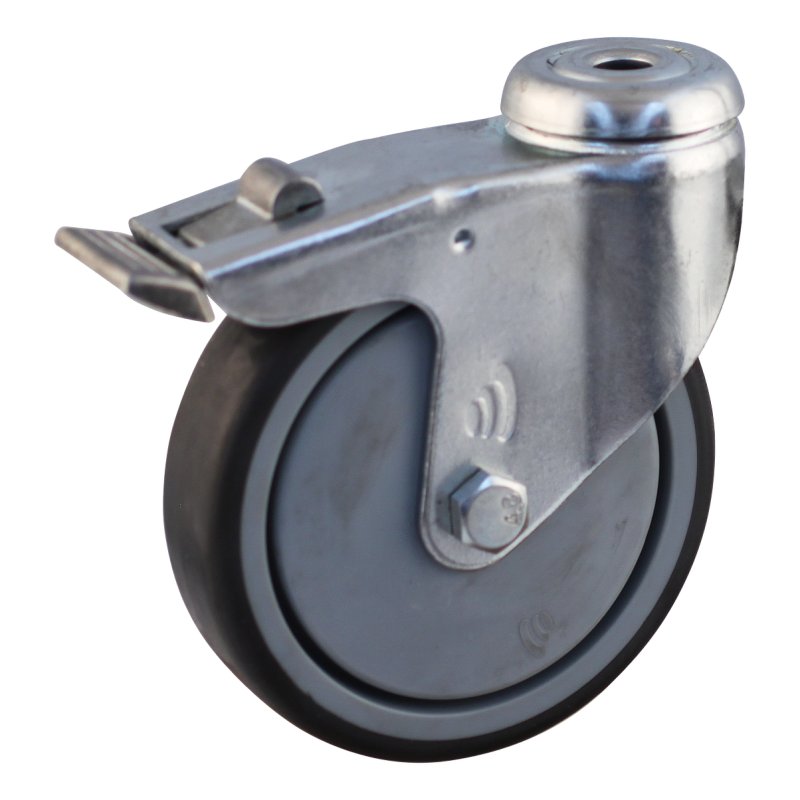 roulette pivotante avec frein 100mm série 68-60 trou pour boulon roulement à billes