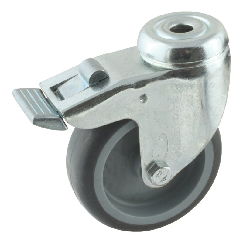 roulette pivotante avec frein 75mm série 68-60 trou pour boulon palier lisse