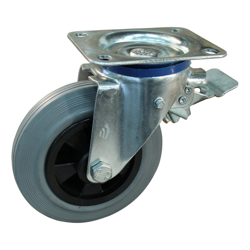 roulette pivotante avec frein 160mm serie 11 ᠆ 12 plaatbevestiging met uitsparing richtingvastzetter palier lisse