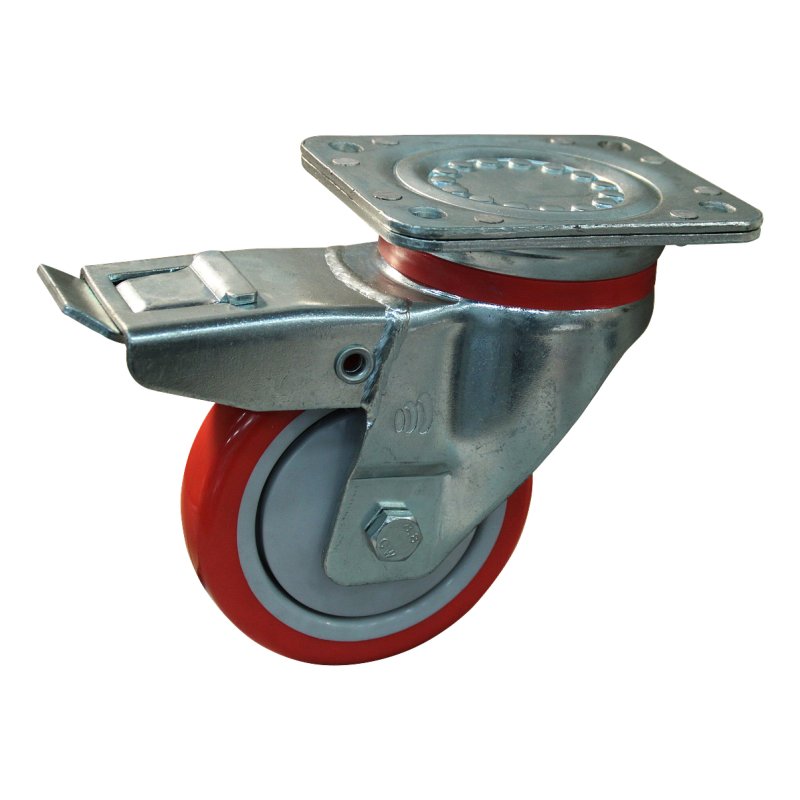 roulette pivotante avec frein 125mm serie 21 ᠆ 17 montage de la plaque roulement à billes