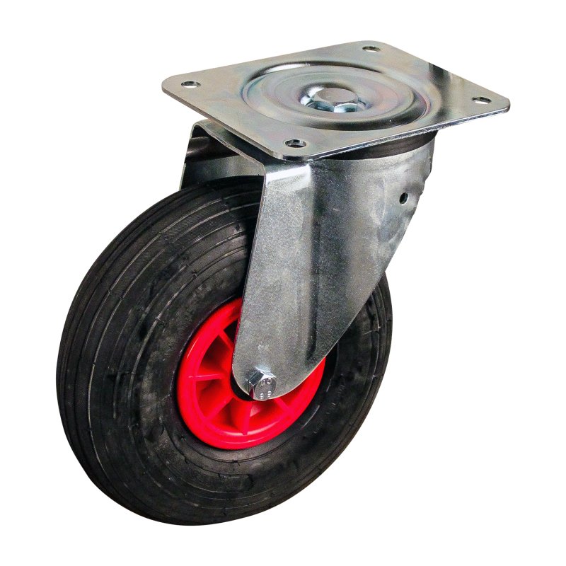 roulette pivotante 3.00-4 2.10x4 ET0 roulement à rouleaux Ø20 NL75mm plastique S-2301 Rouge 91 montage de la plaque roulement à