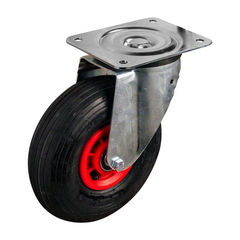 roulette pivotante 3.00-4 2.10x4 ET0 NL75mm plastique V-5501 Rouge 91 montage de la plaque roulement à rouleaux