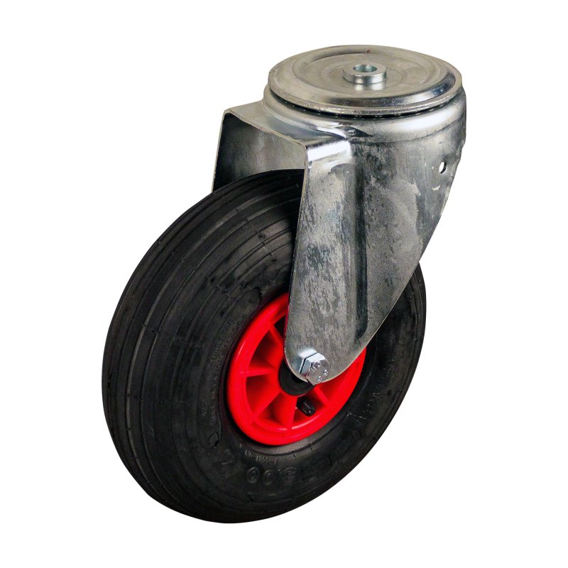 roulette pivotante 3.00-4 2.10x4 ET0 roulement à rouleaux Ø20 NL75mm plastique V-5501 Rouge 91 montage de la plaque roulement à