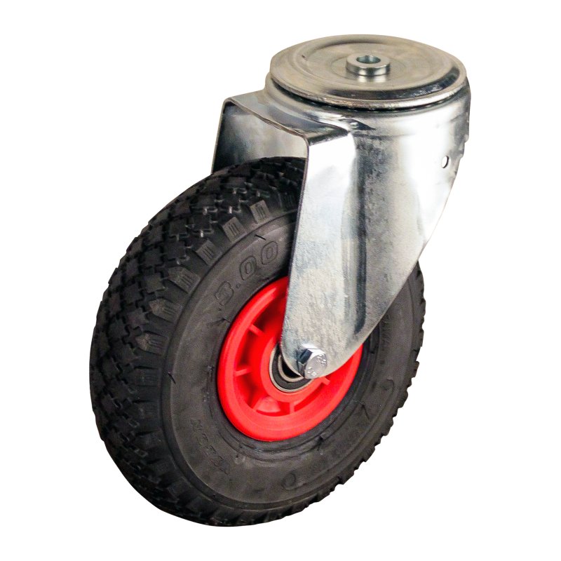 roulette pivotante 3.00-4 2.10x4 ET0 NL75mm plastique V-6605 Rouge 91 montage de la plaque roulement à rouleaux