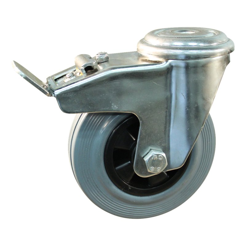 roulette pivotante avec frein 100mm serie 11 ᠆ 31 trou pour boulon roulement à aiguilles éxécution inox
