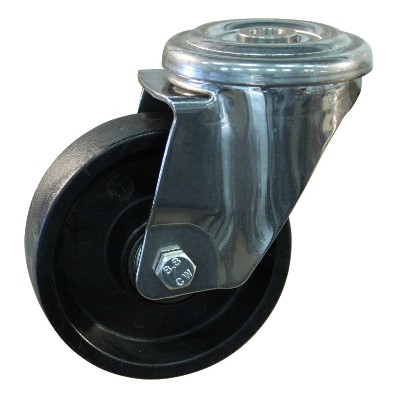 roulette pivotante 100mm serie 75 ᠆ 09 trou pour boulon roulement à billes