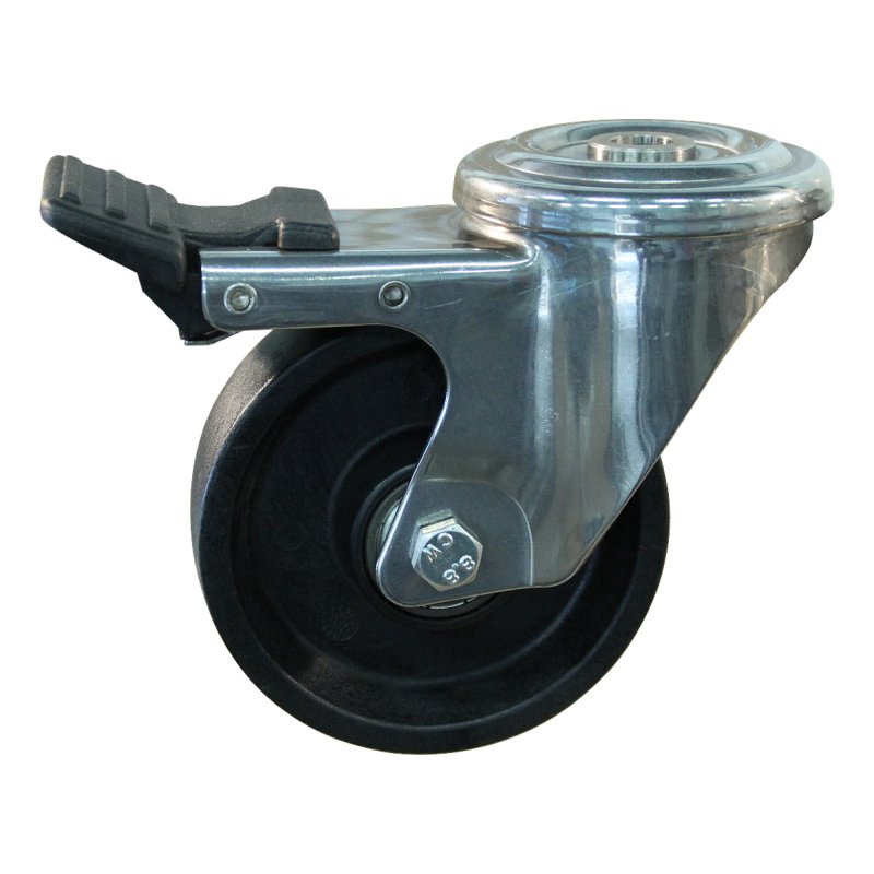 roulette pivotante avec frein 100mm serie 75 ᠆ 09 trou pour boulon roulement à billes