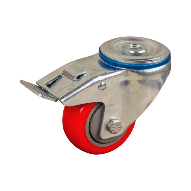 roulette pivotante avec frein 75mm serie 21 ᠆ 15 trou pour boulon roulement à billes