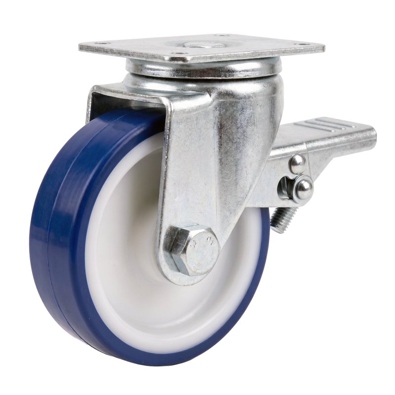 roulette pivotante avec frein 125mm série 27 ᠆ 19 montage de la plaque palier lisse