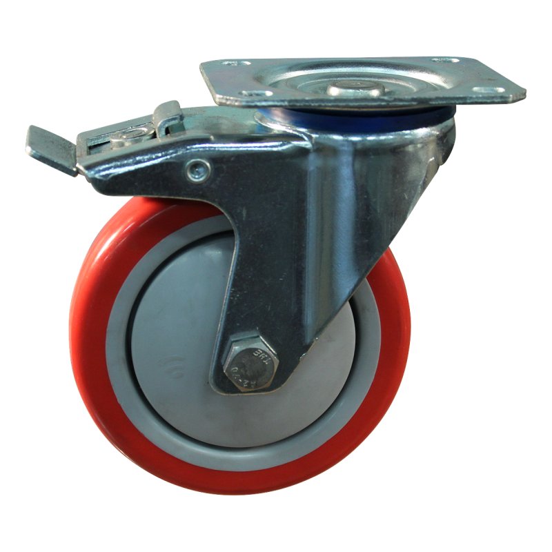 roulette pivotante avec frein 125mm serie 21 ᠆ 15 montage de la plaque roulement à billes