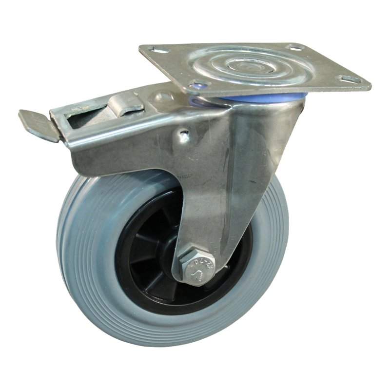 roulette pivotante avec frein 100mm serie 11 ᠆ 30 montage de la plaque palier lisse