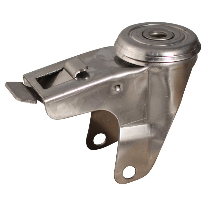 roulette pivotante avec frein 125mm serie 11 ᠆ 30 trou pour boulon roulement à aiguilles éxécution inox