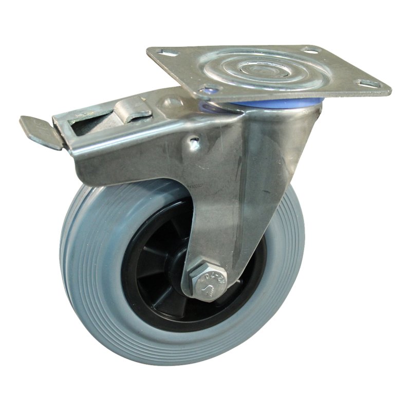 roulette pivotante avec frein 160mm serie 11 ᠆ 30 montage de la plaque palier lisse
