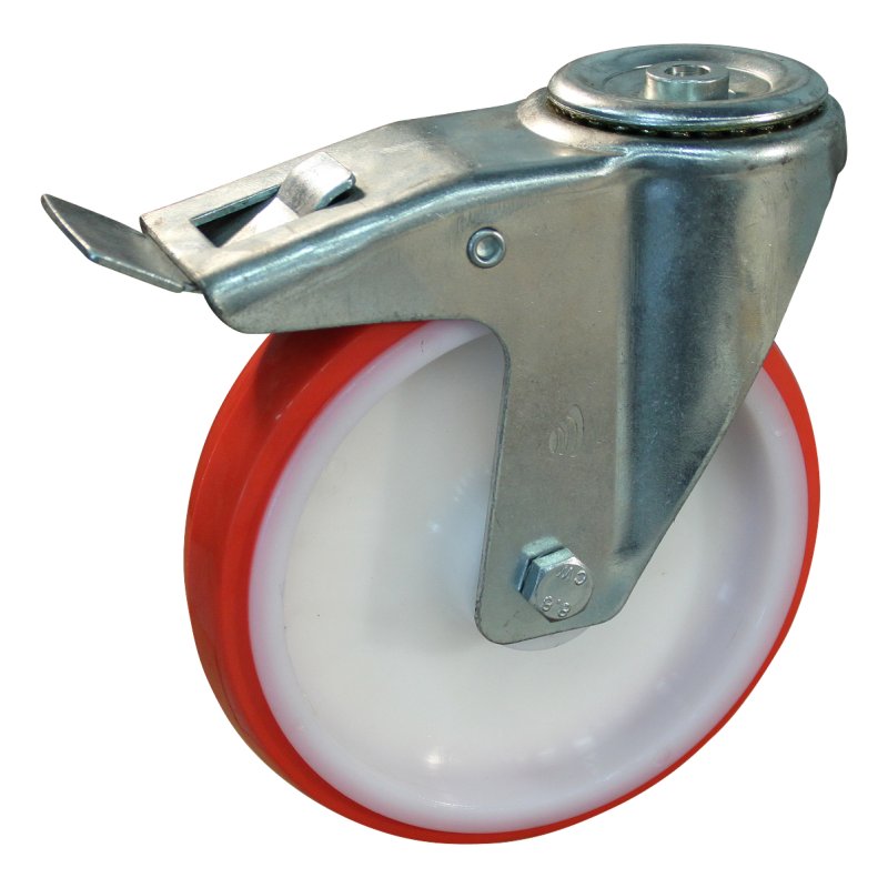 roulette pivotante avec frein 200mm série 27 ᠆ 15 trou pour boulon palier lisse