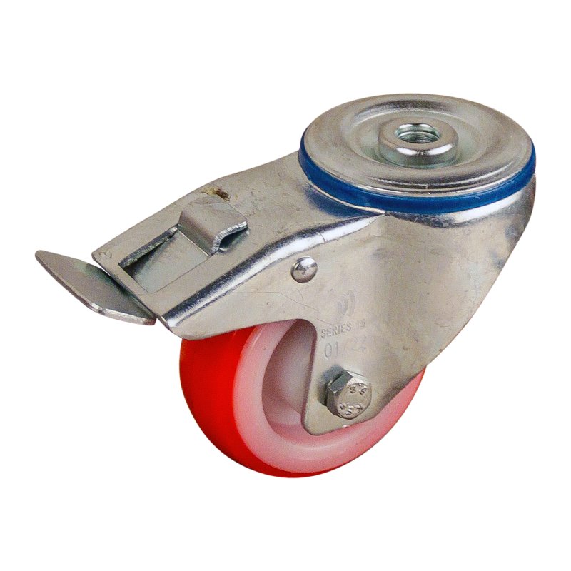 roulette pivotante avec frein 80mm série 27 ᠆ 15 trou pour boulon roulement à aiguilles éxécution inox