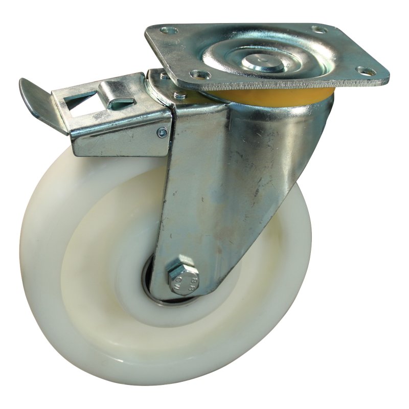 roulette pivotante avec frein 200mm serie 33 ᠆ 16 montage de la plaque palier lisse