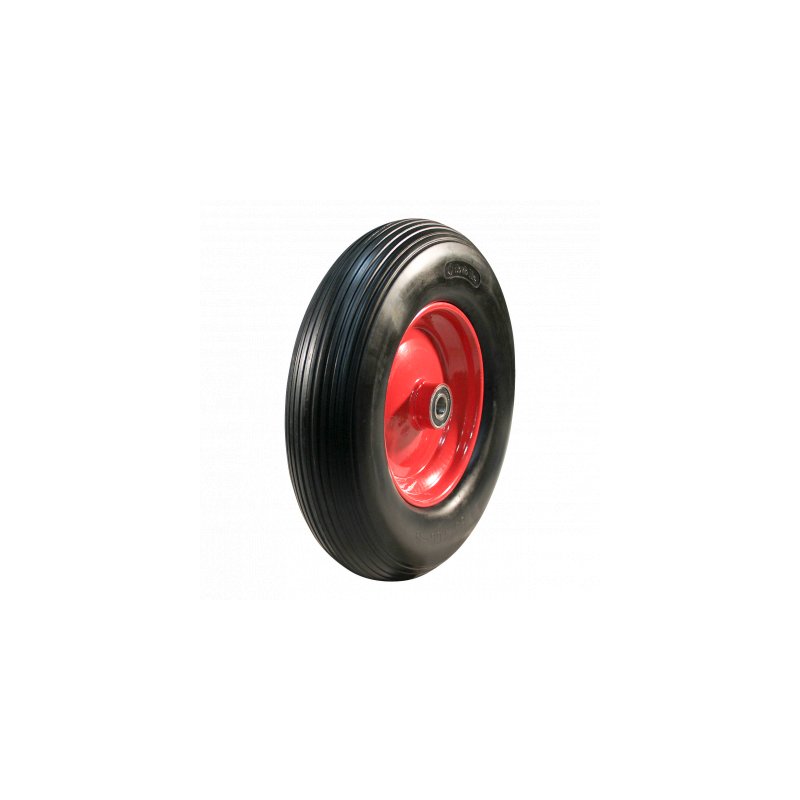 pneu en PU + roue + roulement à billes Ø25 NL75mm métal Rouge 4.00x8 ligne 2.50Ax8