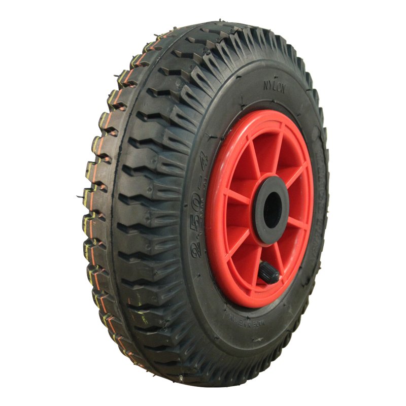pneu + roue 2.50-4 2.10x4 ET0 roulement à rouleaux Ø20 NL75mm plastique V-6606 Rouge