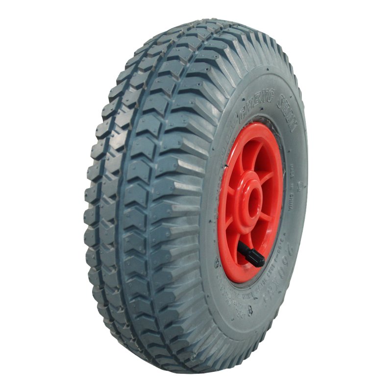 pneu + roue 3.00-4 2.10x4 ET0 roulement à rouleaux Ø25 NL75mm plastique C-248 Rouge