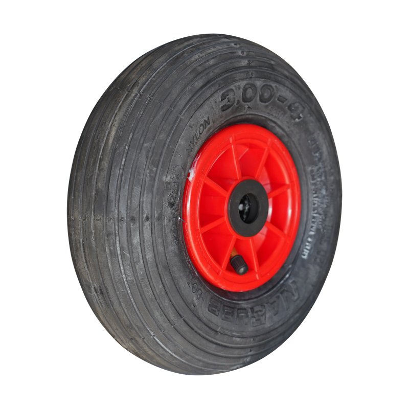 pneu + roue 3.00-4 2.10x4 ET0 roulement à rouleaux Ø20 NL75mm plastique S-2301 Rouge