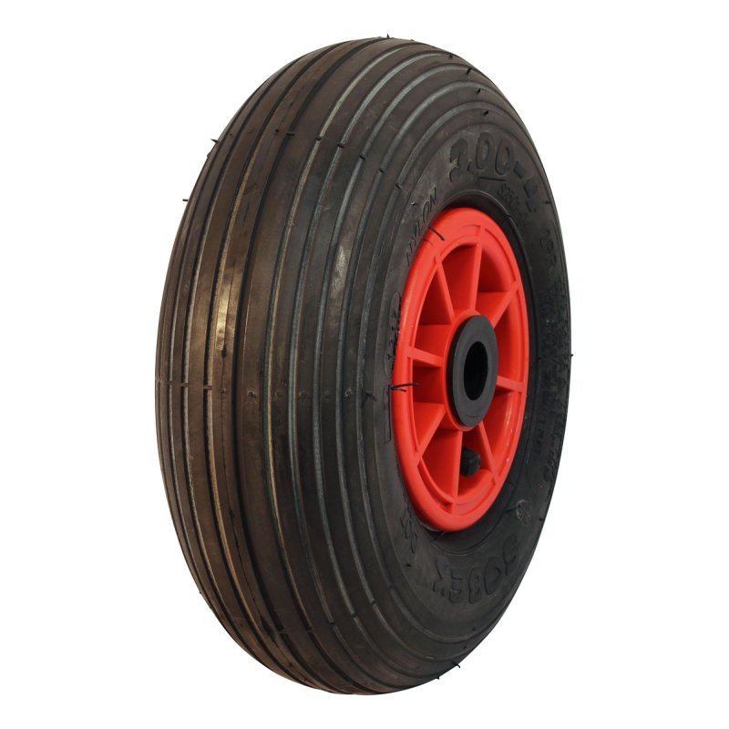pneu + roue 3.00-4 2.10x4 ET0 roulement à rouleaux Ø20 NL75mm plastique S-2301 Rouge