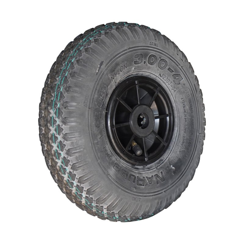 pneu + roue 3.00-4 2.10x4 roulement à rouleaux Ø20 NL75mm plastique S-2303 noir