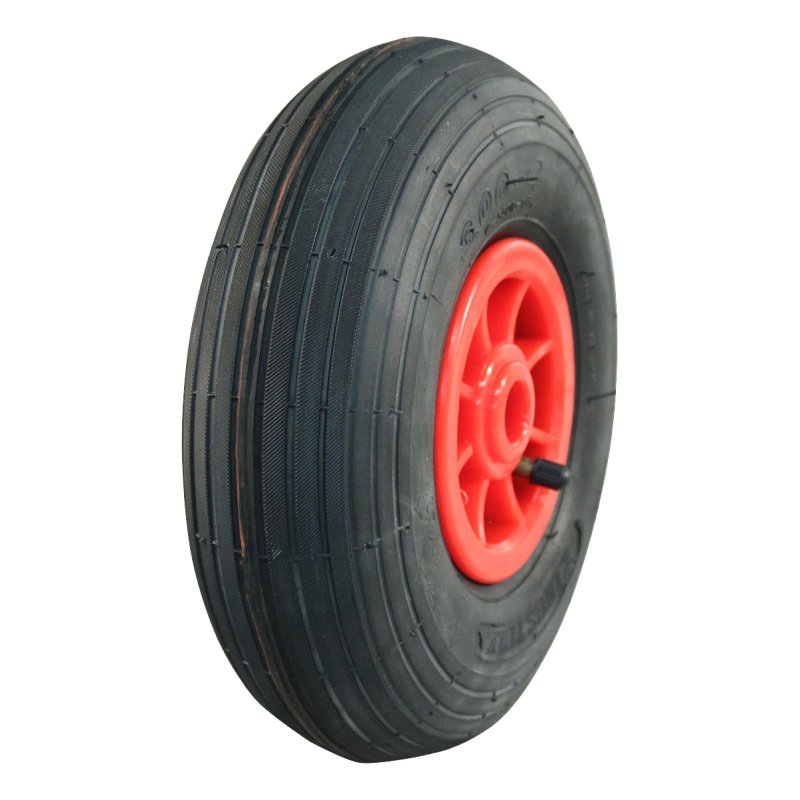 pneu + roue 3.00-4 2.10x4 ET0 roulement à rouleaux Ø20 NL75mm plastique V-5501 Rouge