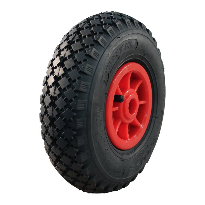 pneu + roue 3.00-4 2.10x4 ET0 roulement à rouleaux Ø25 NL75mm plastique V-6605 Rouge