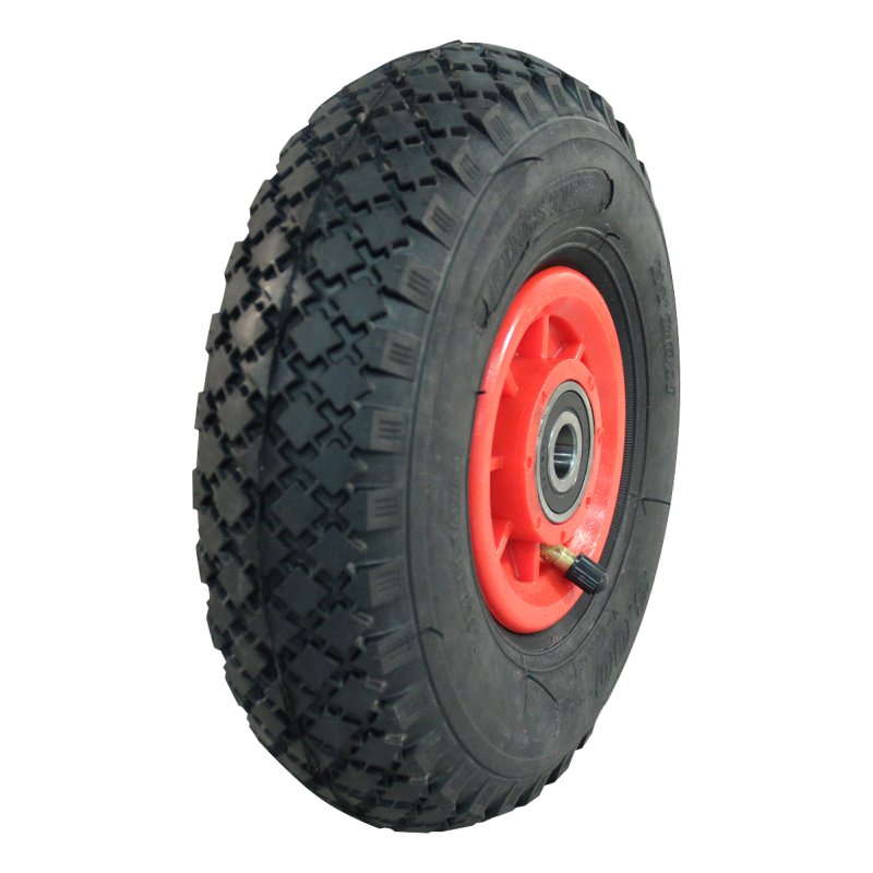 pneu + roue 3.00-4 2.10x4 ET0 NL75mm plastique V-6605 Rouge