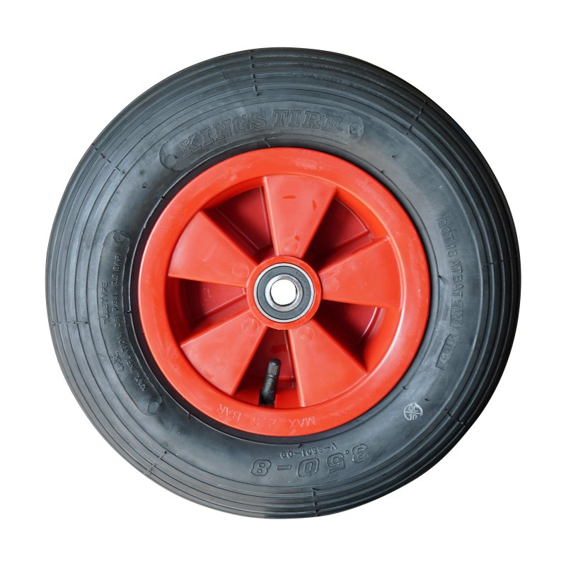 pneu + roue 3.50-8 2.50Ax8 NL75mm plastique V-5501 Rouge