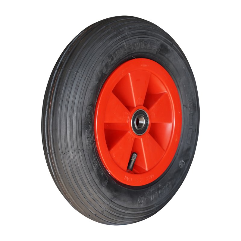 pneu + roue 3.50-8 2.50Ax8 NL75mm plastique V-9128 Rouge