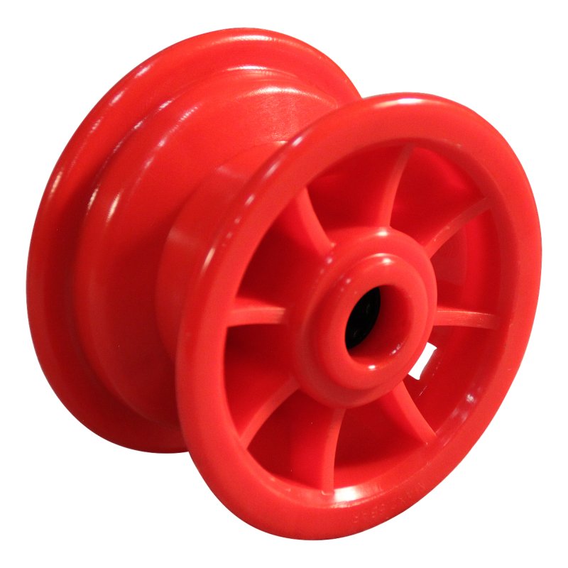 pneu + roue 4.10/3.50-4 2.10x4 ET0 roulement à rouleaux Ø20 NL75mm plastique V-6603 Rouge